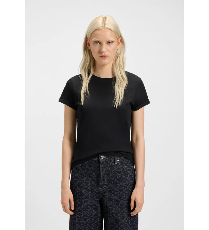 HUGO para mujer. 50417212 Camiseta Plain negro (L), Casual, Algodón, Manga corta