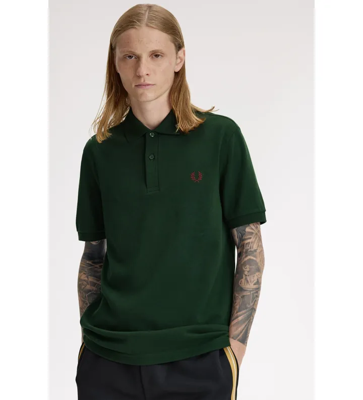 Fred Perry para hombre. M6000 Polo Plain M6000 verde (S), Casual, Algodón, Manga corta