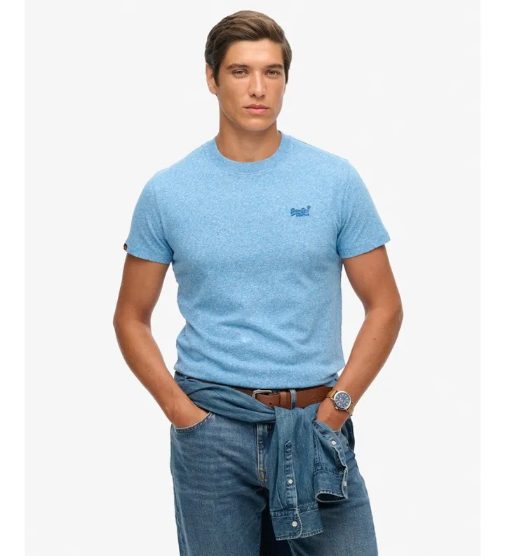 Superdry para hombre. M1011245A Camiseta Essential azul (M), Casual, Algodón, Manga corta