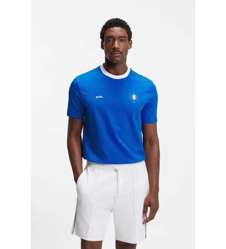 BOSS para hombre. 50562134 Camiseta Lux azul (L), Casual, Algodón, Manga corta