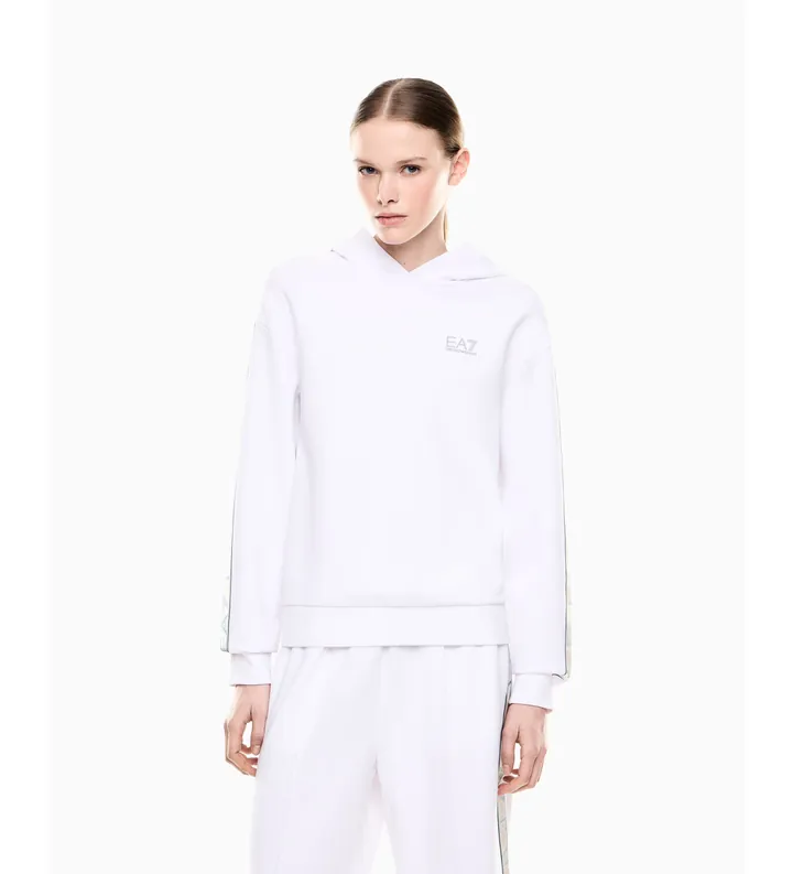 EA7 para mujer. 7W001151_AF12501 Sudadera con capucha Natural Ventus blanco (L), Casual, Poliéster Reciclado