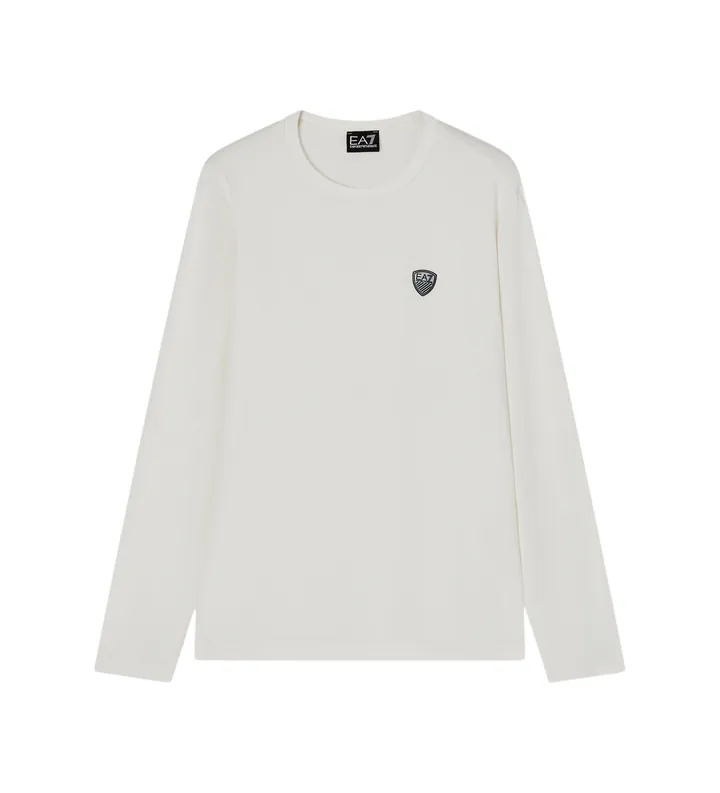 EA7 para hombre. 8NPT17_PJRGZ Camiseta de manga larga Premium Shield blanco (3XL), Casual, Viscosa