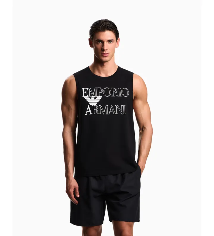 Emporio Armani para hombre. EM000572_AF20434 Camiseta sin mangas negro (L), Casual, Algodón, Manga corta