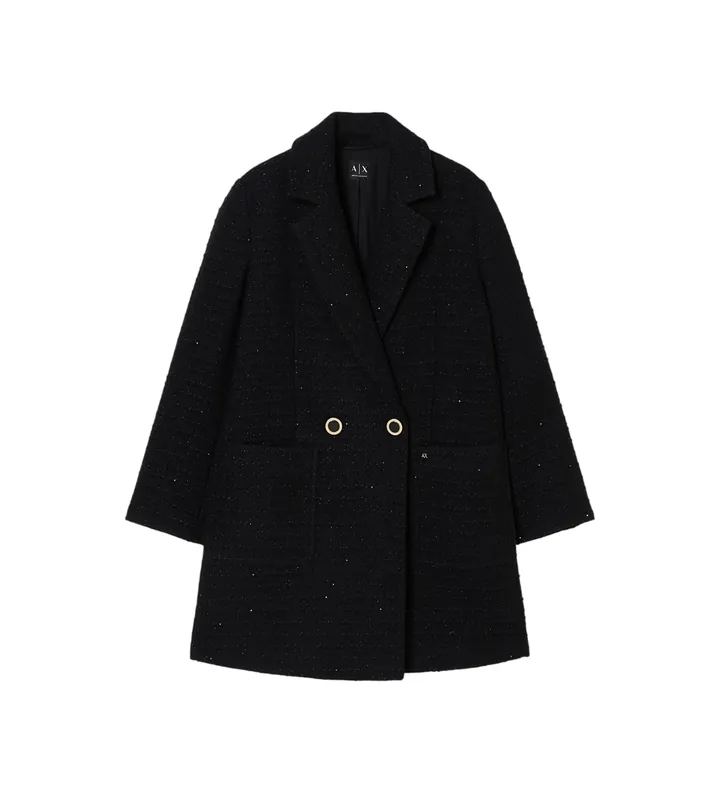 A|X Armani Exchange para mujer. XW001810AF18997UC001 Abrigo Cab negro (L), Casual, Lana, Clásico