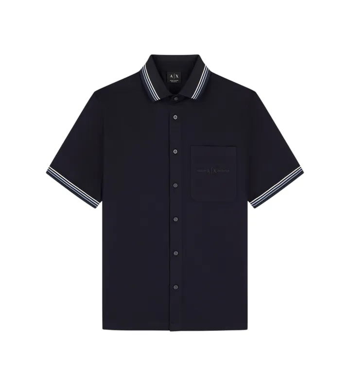A|X Armani Exchange para hombre. XM002110AF22640UB101 Polo Informal marino (L), Casual, Algodón, Manga corta