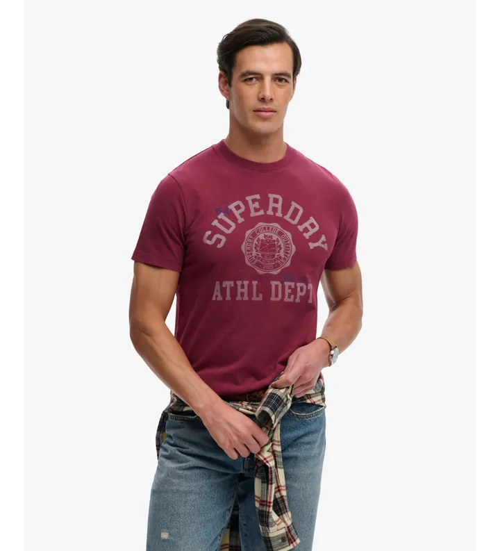 Superdry para hombre. M1012363A Camiseta Vintage Relaxed burdeos (L), Casual, Algodón, Manga corta