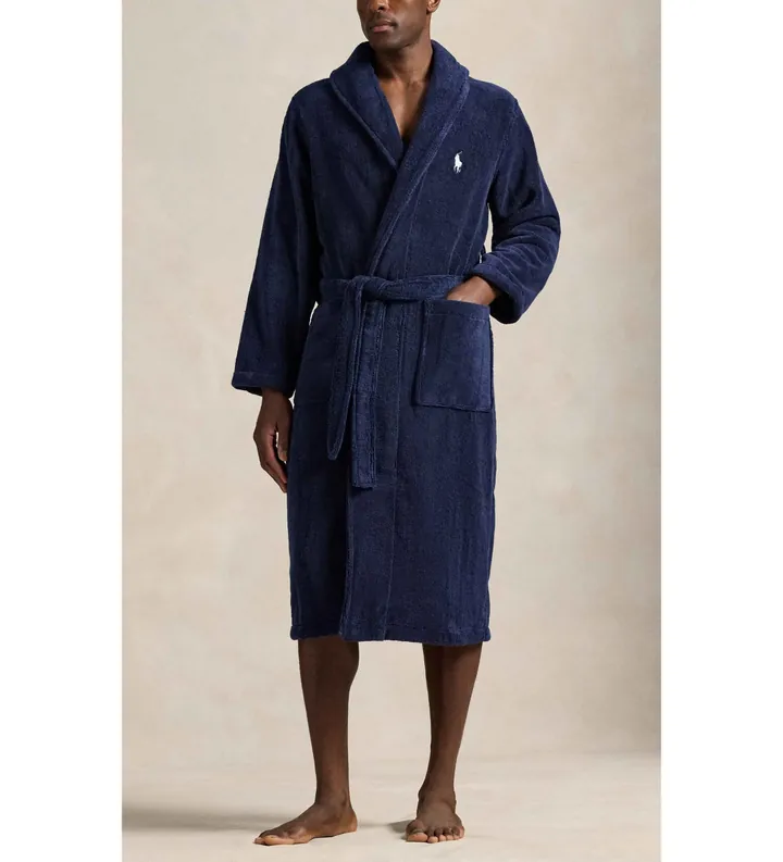 Polo Ralph Lauren para hombre. 714853990001 Bata de rizo de algodón marino (L-XL), Homewear
