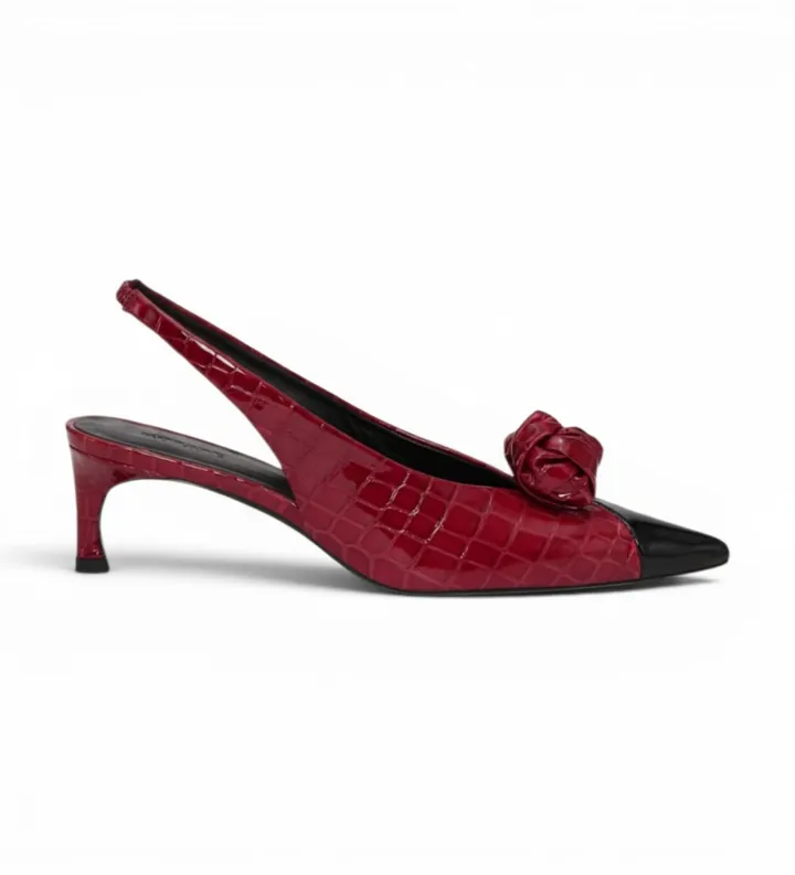 Rotate para mujer. 1167392691 Zapatos de Piel Slingback Knot burdeos (36), Rojo, 3 a 5cm, Ninguno, Casual, Fiesta