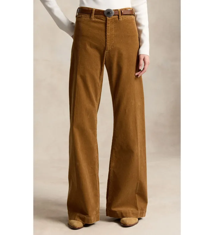 Polo Ralph Lauren para mujer. 211B17556002 Pantalón Beaton de pana marrón (32), Casual, Algodón