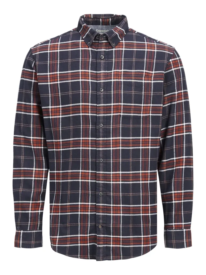 JACK & JONES Camisa 'Joshua Buffalo' marino / naranja / blanco