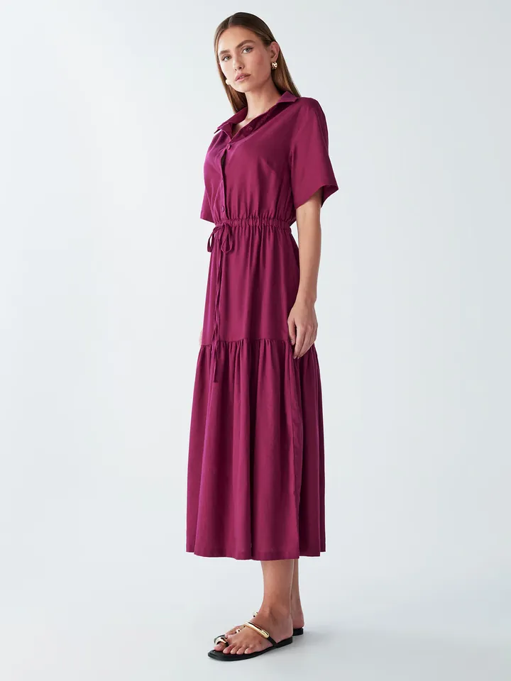 Willa Vestido camisero 'EFFIE' rojo vino