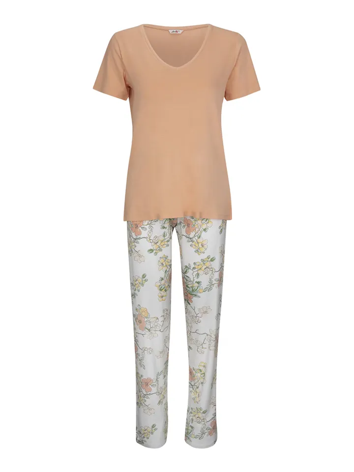 Goldenbay Pijama 'Begonia' naranja / blanco