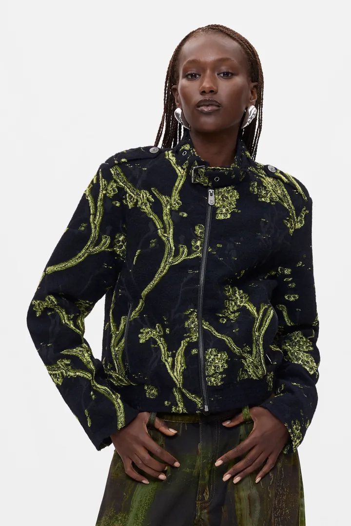Desigual, Cazadora Estampada flocada, Mujer, Negro, L