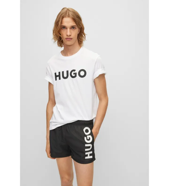HUGO para hombre. 50467556 Camiseta Dulivio blanco (L), Casual, Algodón, Manga corta, Sostenible