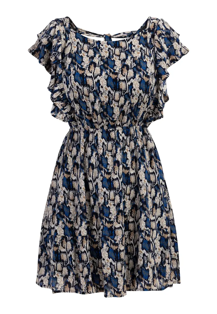 faina Vestido de verano  beige / genciana / marrón claro / negro