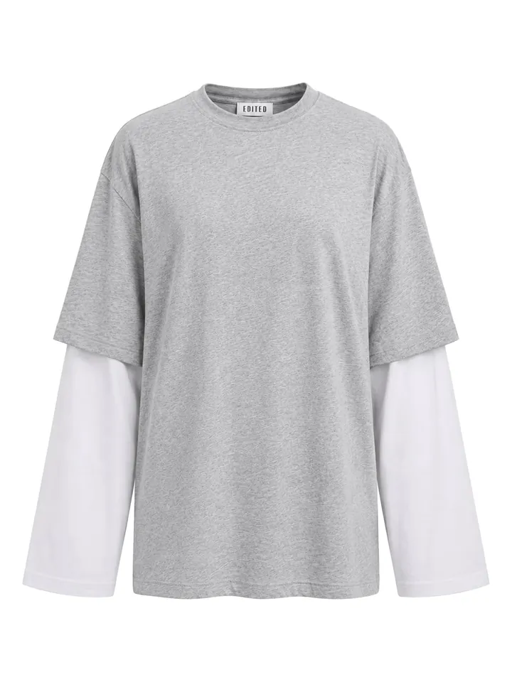 EDITED Camiseta 'Simi' gris / blanco