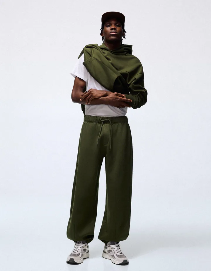 Bershka Pantalón Jogger Hombre L Verde