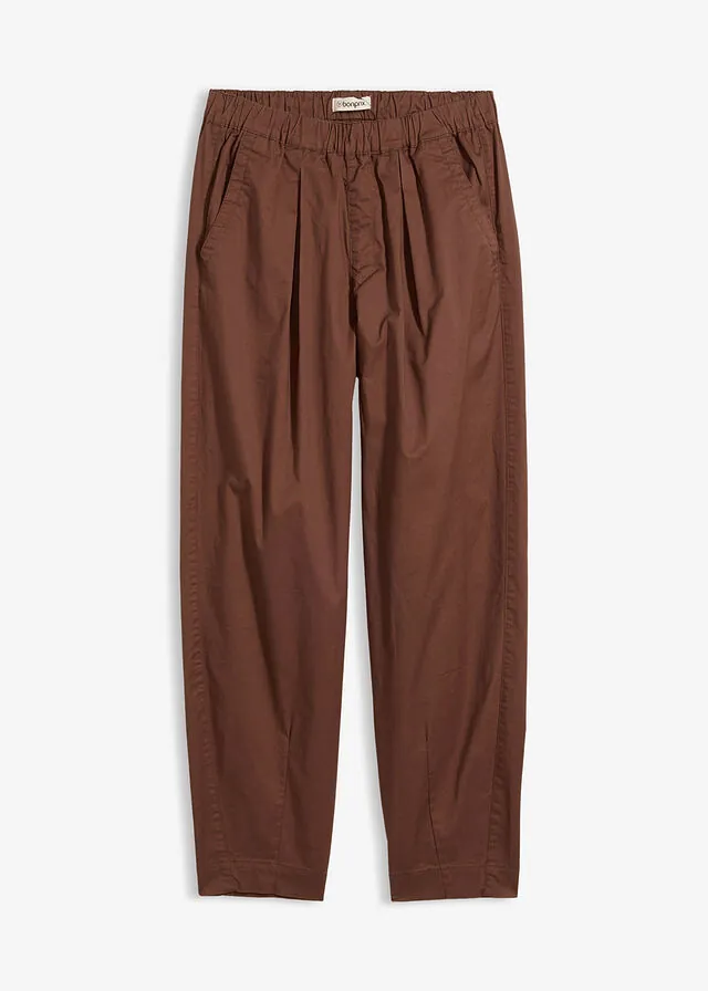 Pantalón de sarga con corte barrel y cinturilla elástica