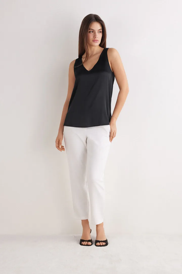 Intimissimi Camiseta de Tirantes con Cuello de Pico de Seda Mujer Azul Tamaño L