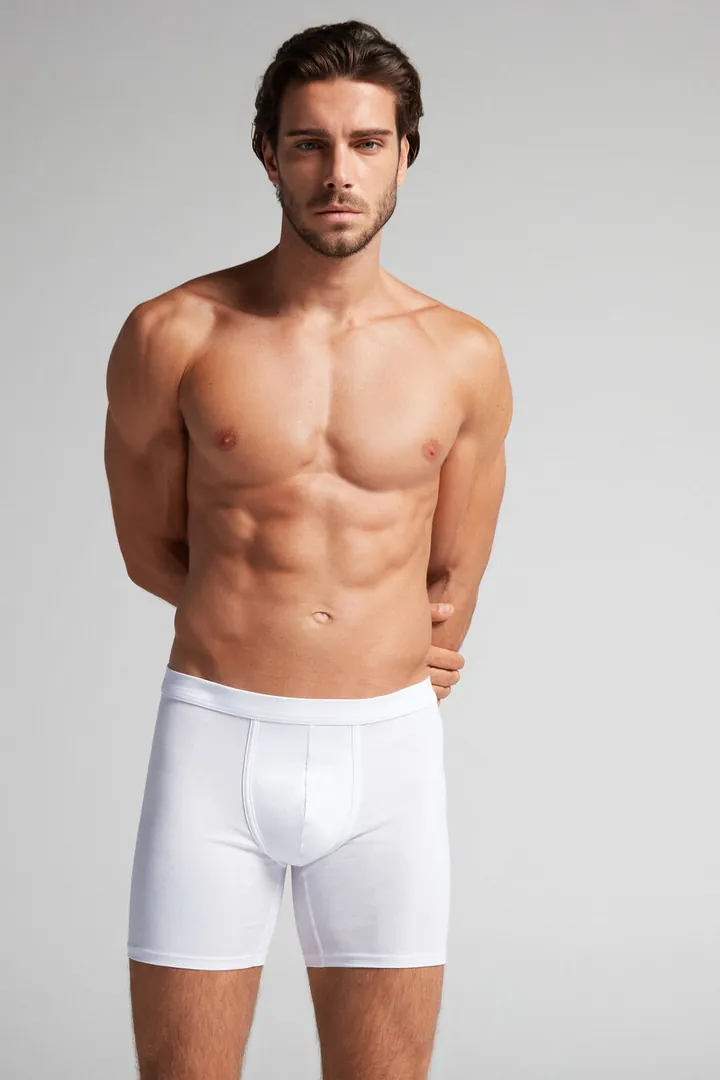 Intimissimi Bóxer Largo de Algodón Superior Hombre Azul Tamaño 38