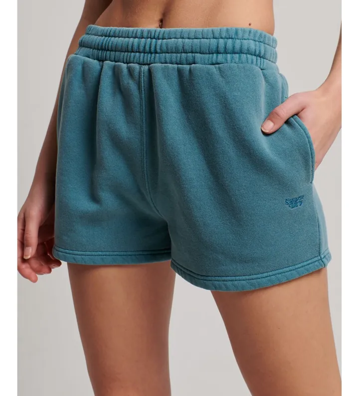 Superdry para mujer. W7110387A Pantalón corto de chándal Vintage Wash turuqesa (L), Casual, Algodón, Turquesa