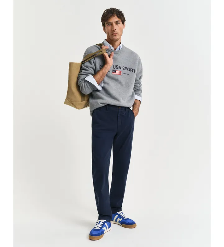 Gant para hombre. 1505228 Pantalón chino Slim Fit Con Textura Labrada Structured Marino (31), Casual, Algodón, Algodón Orgánico
