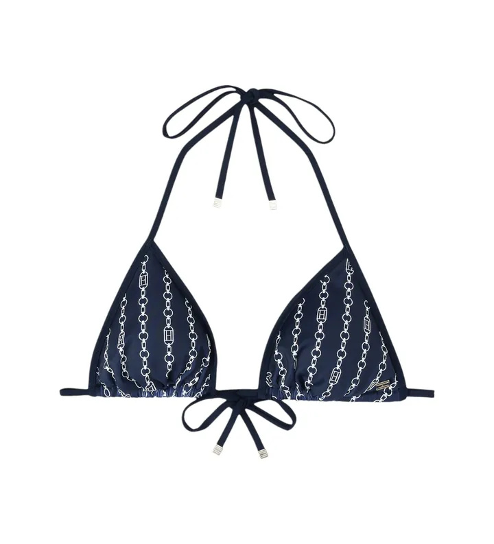 Tommy Hilfiger para mujer. UW0UW05314 Parte superior de bikini de triángulo marino (S), Beachwear, Sostenible, Nylon reciclado