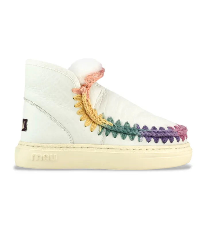 Mou para mujer. MU.FW411007B Botines de piel Eskimo sneaker bold rainbow stitching beige, multicolor (37), más de 10cm, Ninguno, Casual