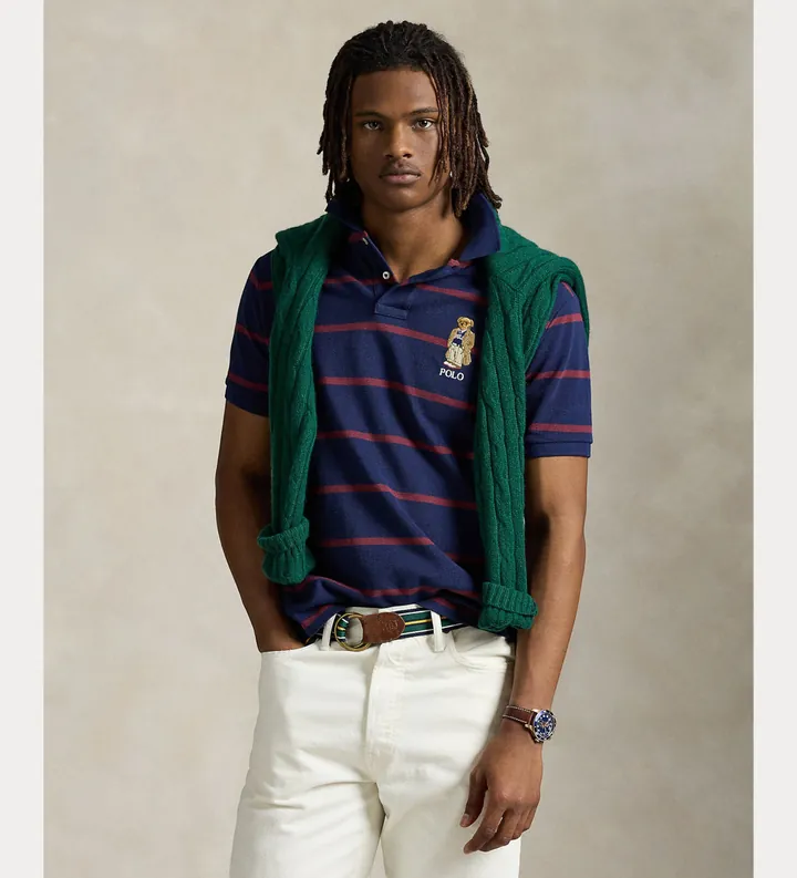 Polo Ralph Lauren para hombre. 710971839001 Polo Custom Slim Fit de piqué marino (S), Casual, Algodón, Manga corta