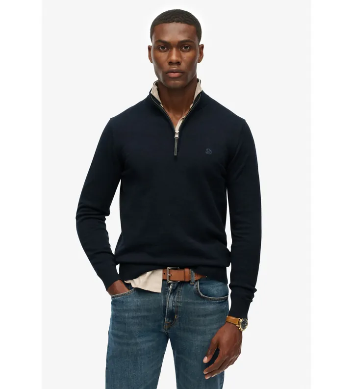 Superdry para hombre. M6110690A Jesery Essentials marino (L), Negro, Casual, Algodón