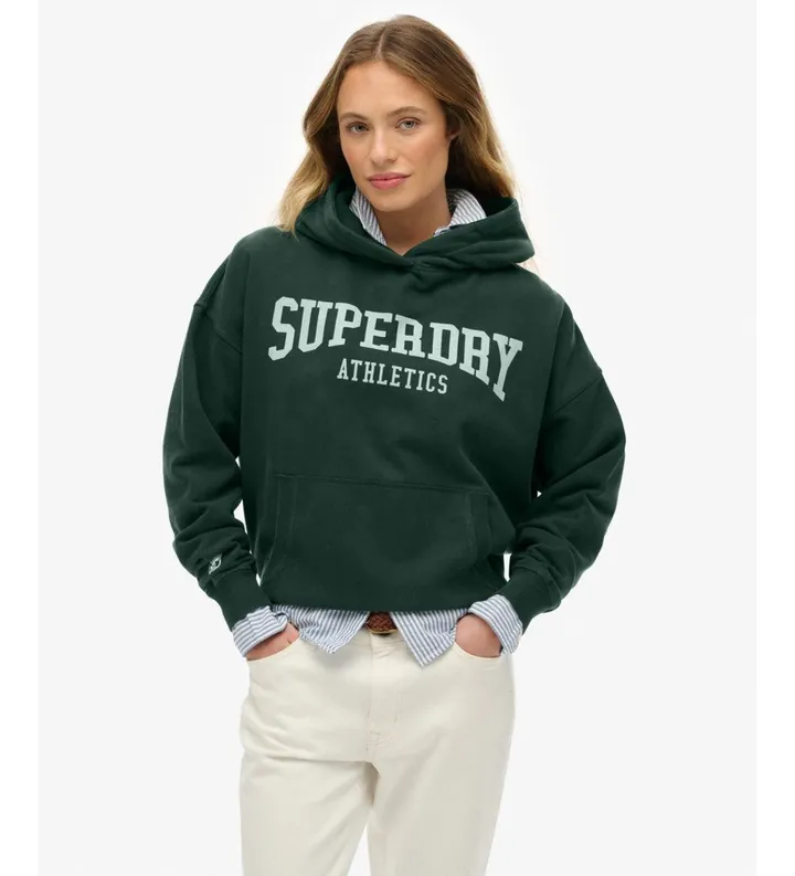 Superdry para mujer. W2012430A Sudadera Athletic Essentials Relaxed verde (L), Casual, Algodón