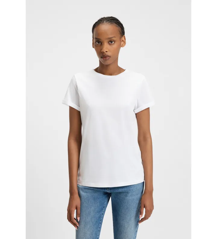 HUGO para mujer. 50417212 Camiseta Plain blanco (L), Casual, Algodón, Manga corta