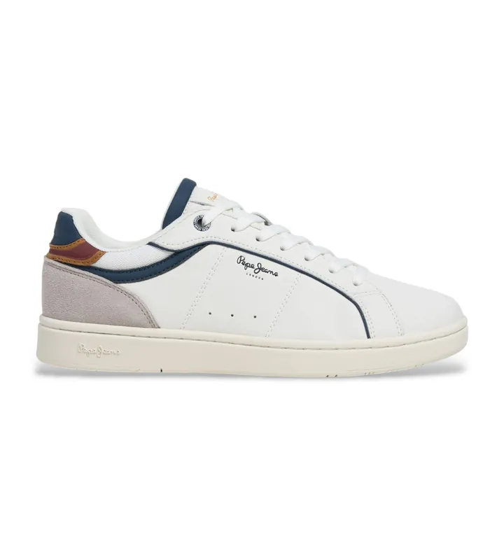 Pepe Jeans para hombre. PMS000042 Zapatillas Clay Class blanco (41), Piel, Plano, Cordones, Casual
