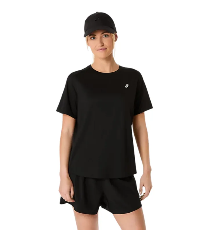 Asics para mujer. 2012D170 Camiseta Core Ss negro (L), Deportivo, Sintético, Running, Multideporte, Manga corta