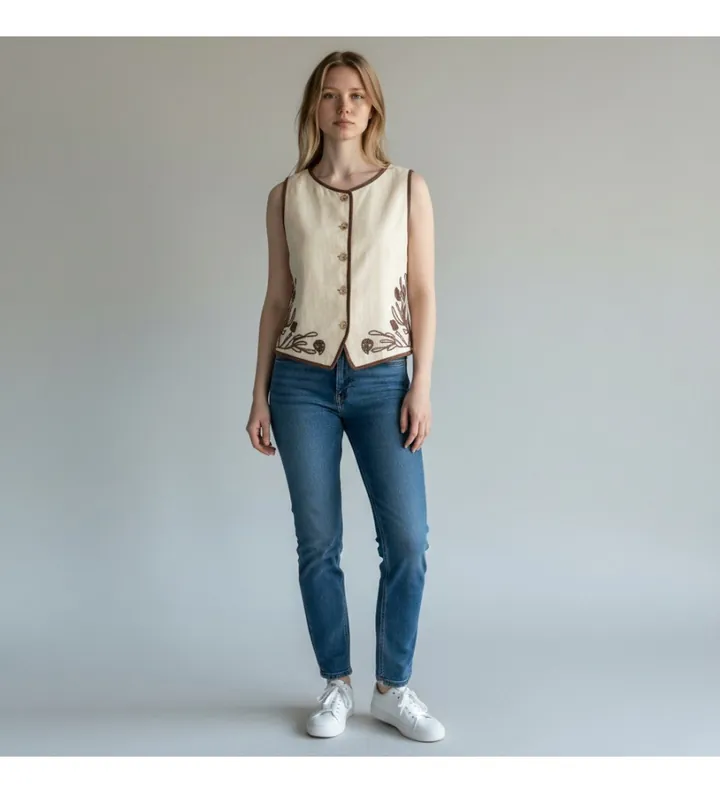 Marella para mujer. 2613151012200 Chaleco de lino Mllaerovia beige (38), Casual