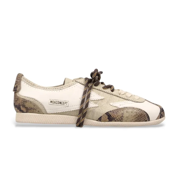 MOA Concept para mujer. IK298 Zapatillas de Piel Ikigai beige (36), Plano, Cordones, Casual