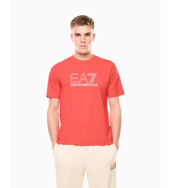 EA7 para hombre. 7M001307_AF10375 Camiseta Visibility rojo (L), Casual, Algodón, Manga corta