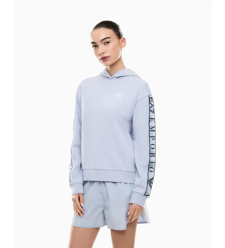EA7 para mujer. 7W001151_AF12501 Sudadera con capucha Natural Ventus azul (M), Casual, Poliéster Reciclado