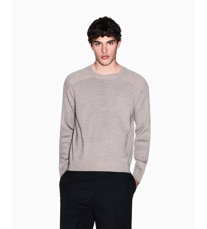 A|X Armani Exchange para hombre. XM002825AF10348O1003 Jersey Textura beige (L), Casual, Lana