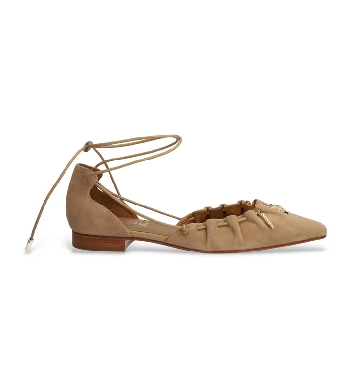 Alpe para mujer. 552112 Bailarinas de ante Audrey beige (36), Piel, Plano, Cordones, Casual