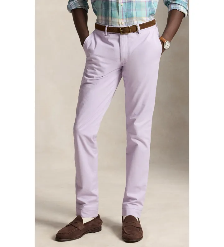 Polo Ralph Lauren para hombre. 710B22623003 Pantalón chino Greenwich Slim Fit rosa (28/34), Casual, Algodón, Clásico