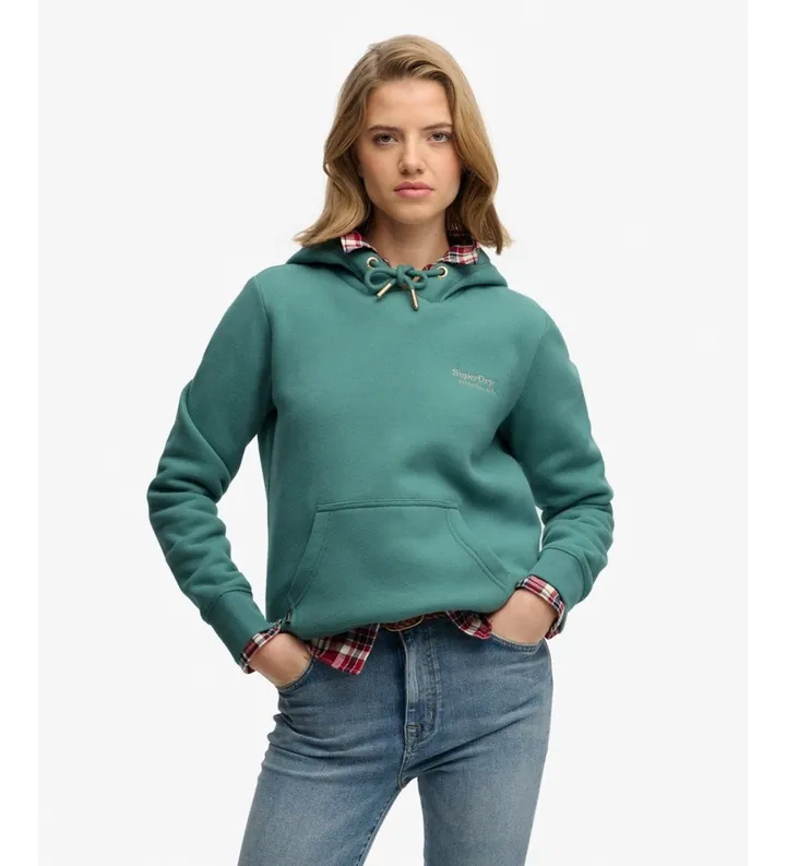 Superdry para mujer. W2012180A Sudadera con capucha Essential Logo turquesa (M), Casual, Verde, Algodón