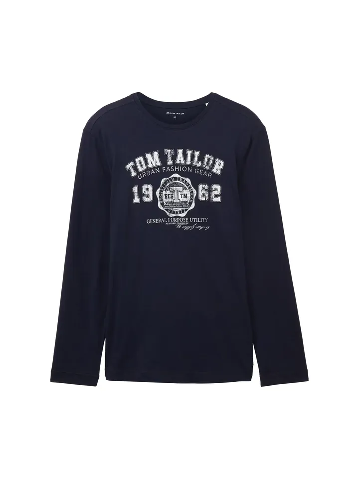 TOM TAILOR Camiseta azul oscuro / blanco