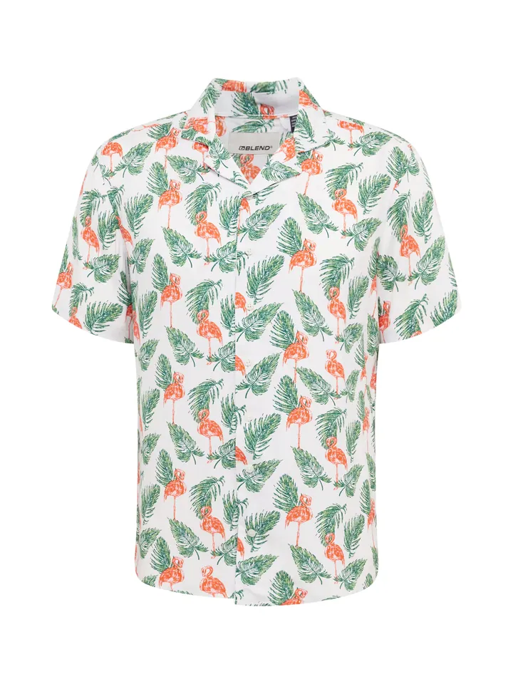 BLEND Camisa verde / naranja / blanco