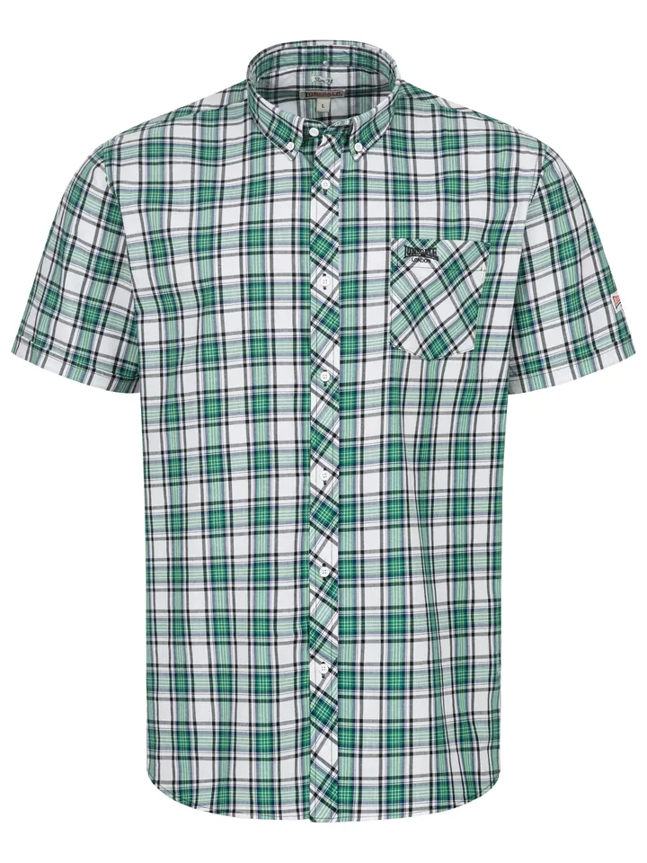 LONSDALE Camisa 'Brixworth' verde / negro / blanco