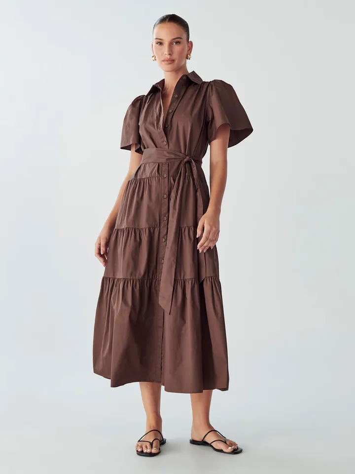 Willa Vestido camisero  chocolate