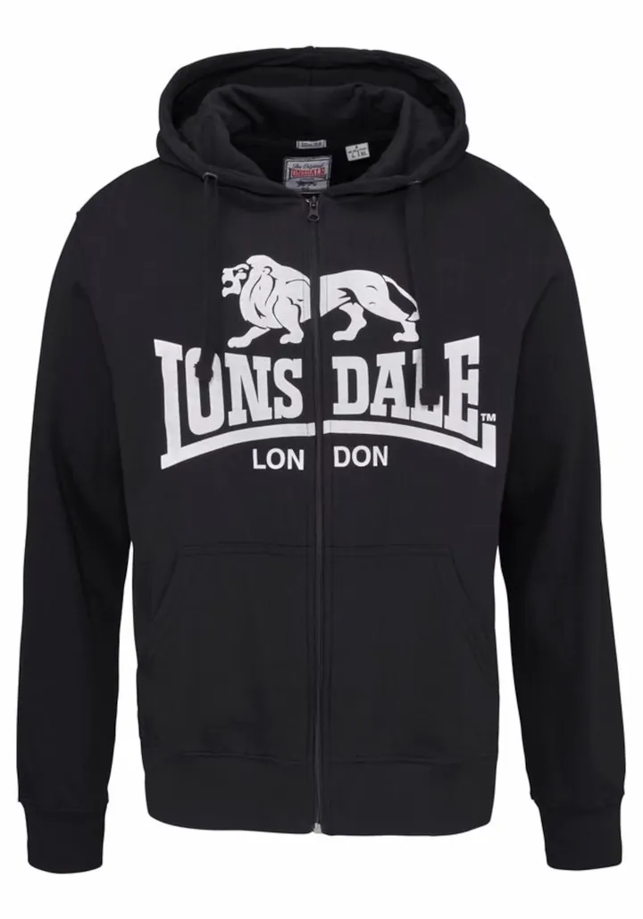LONSDALE Sudadera con cremallera 'Krafty' negro / blanco