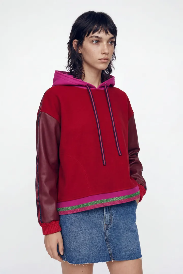 Desigual, Sudadera híbrida, Rojo, S