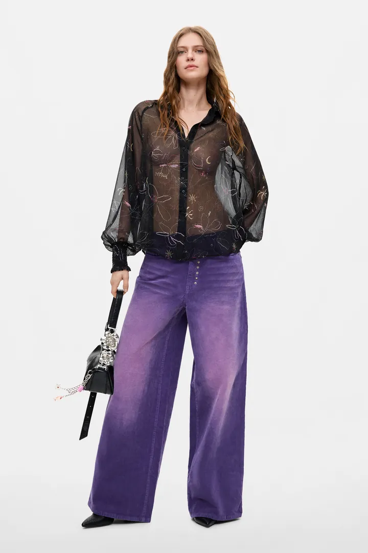 Desigual, Pantalón micropana Pierna Ancha, Mujer, Algodon, Rojo, 34