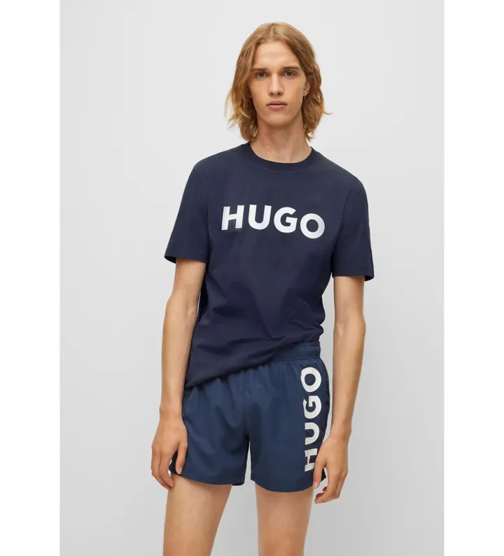 HUGO para hombre. 50467556 Camiseta Dulivio marino (L), Casual, Algodón, Manga corta, Sostenible